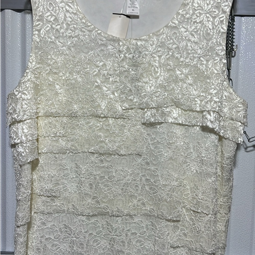 Cream lace layered top